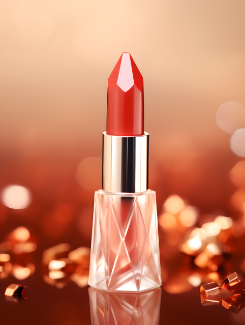 圣诞干净背景唇膏摄影图片