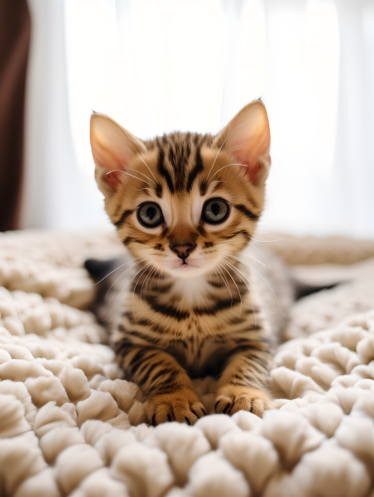 慵懒小猫在毛毯上摄影版权图片下载