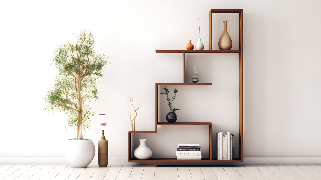 简约木质书架摄影版权图片下载