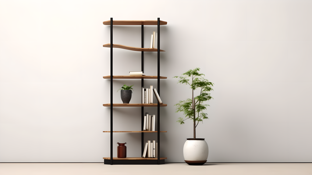 木质书架极简风摄影图片