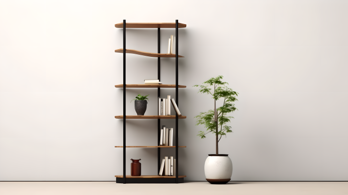 木质书架极简风摄影图片