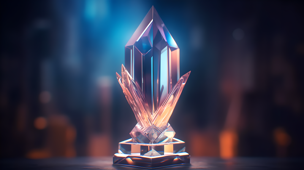 光芒四溢的水晶奖杯摄影版权图片下载