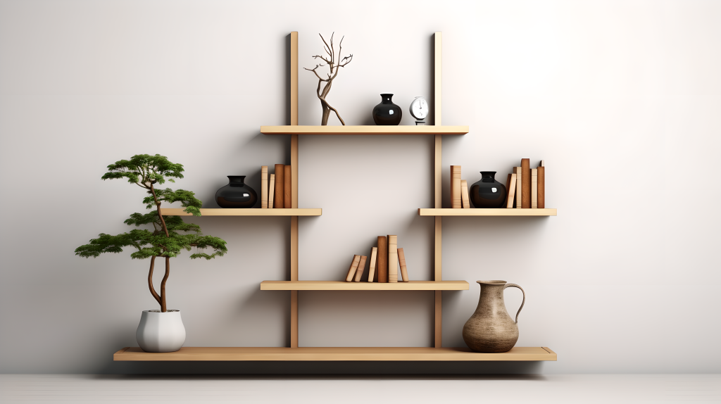 木质书架简约风格摄影版权图片下载