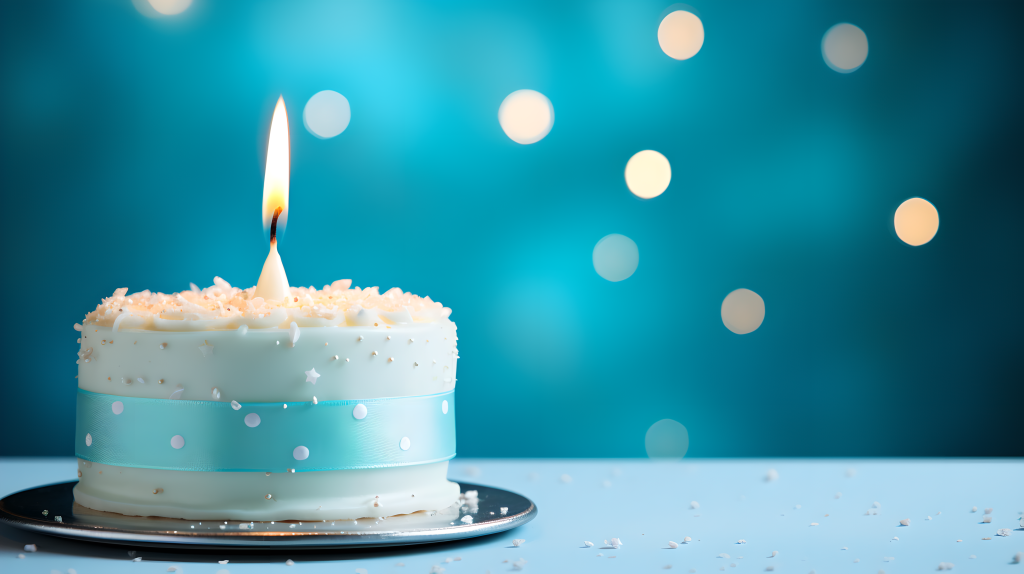 生日蛋糕蓝色背景摄影图片