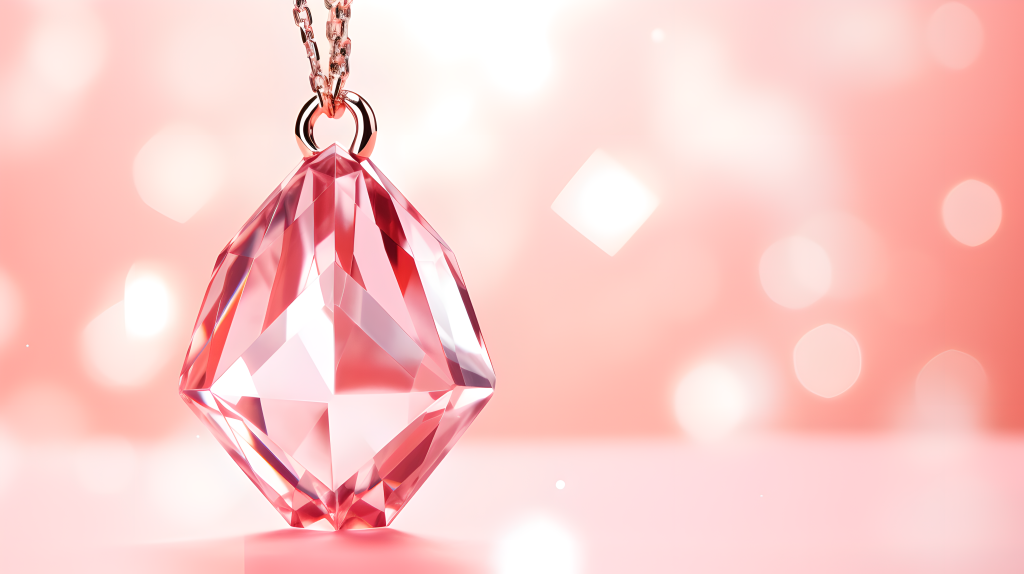 粉色钻石吊坠摄影图片