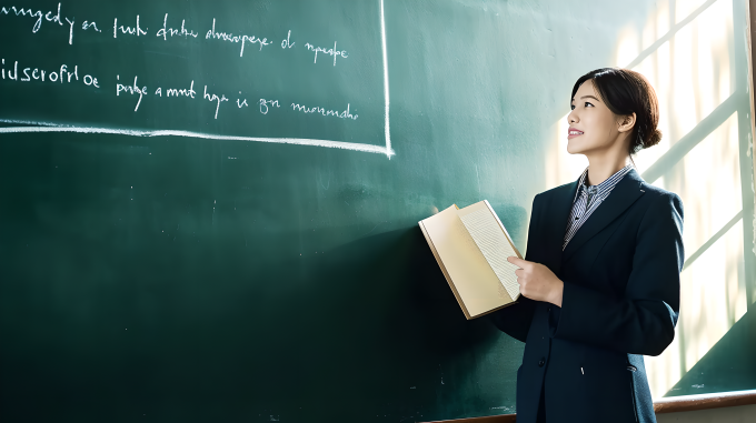 女教师讲课教学摄影图