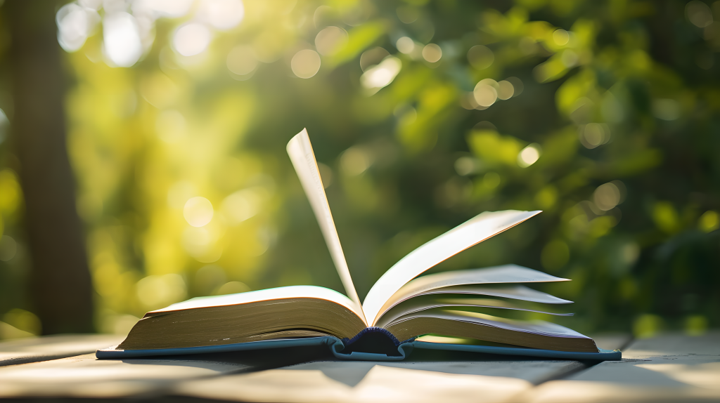 阳光照耀的书籍摄影图版权图片下载