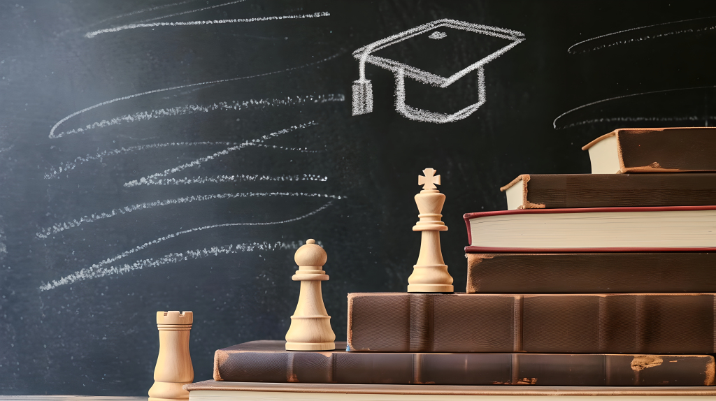 黑板前的书籍摄影图