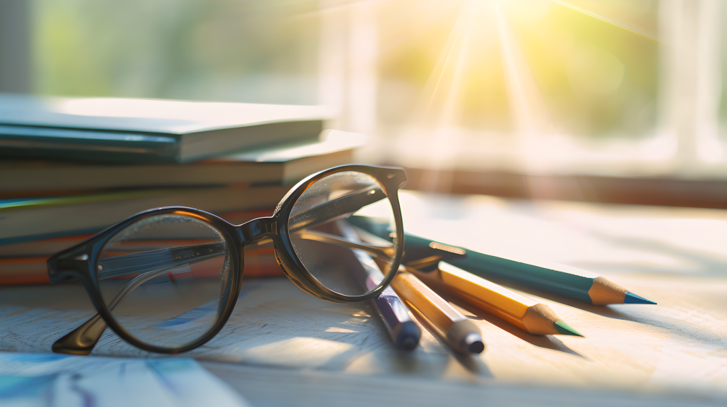教育主题书籍眼镜摄影图片