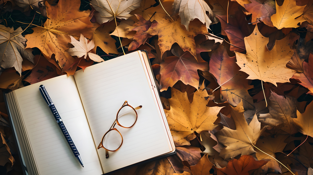 书本学习秋天景色摄影图版权图片下载