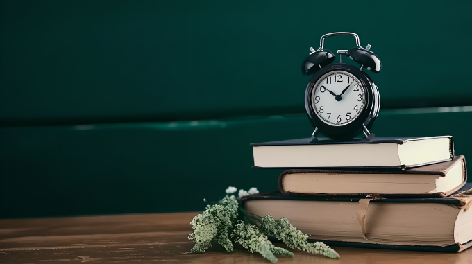 书本黑色闹钟创意摄影图片