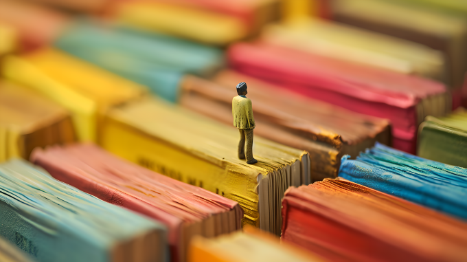 主题教育彩色书籍小人摄影图片