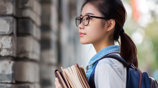 女大学生近景摄影图片