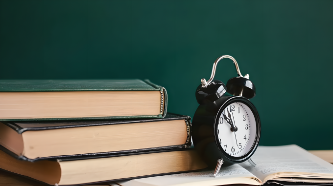 书本黑色时钟摄影图