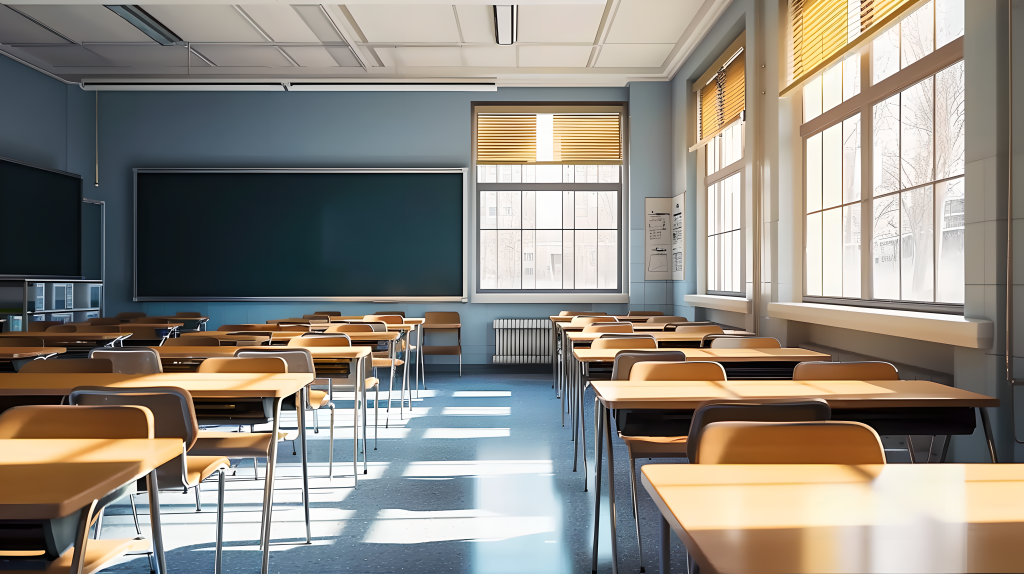 空教室明净宽敞摄影图片