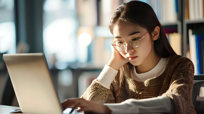 大学生电脑学习摄影图