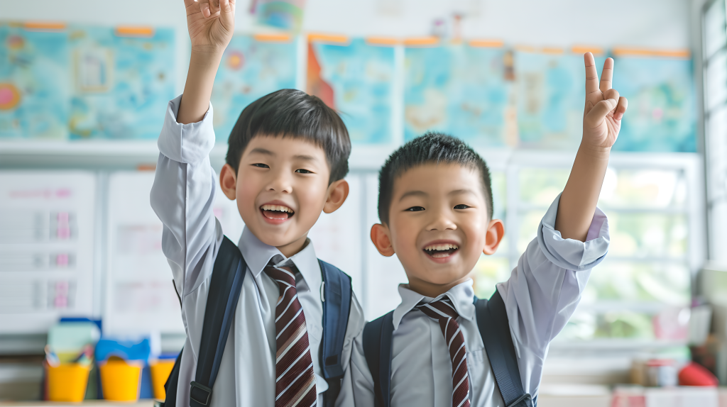 小学生开心学习摄影版权图片下载