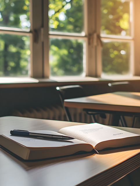 书本书桌午后阳光摄影图片