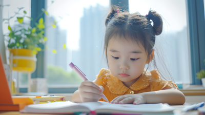 儿童学习可爱女孩摄影图片