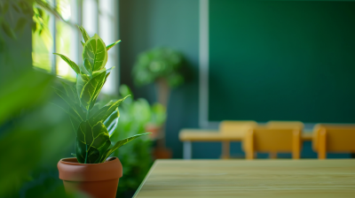 空教室绿植盆栽图片