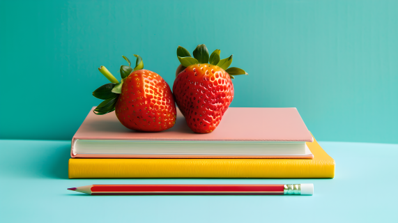书籍草莓简洁明亮图片