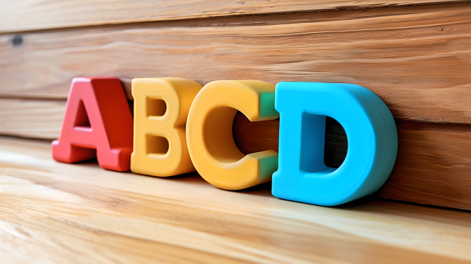 字母积木实木桌图片