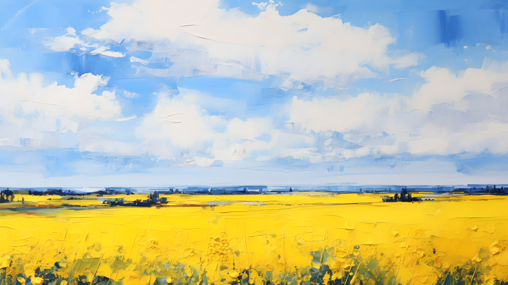 蓝天草地油画大自然美景版权图片下载