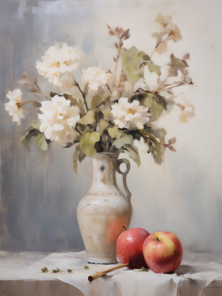 油画花瓶朦胧质感图片