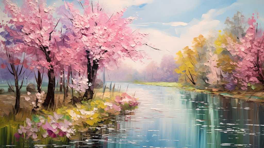 风景油画轻盈色彩图片