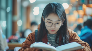 大学生学习专心看书图片