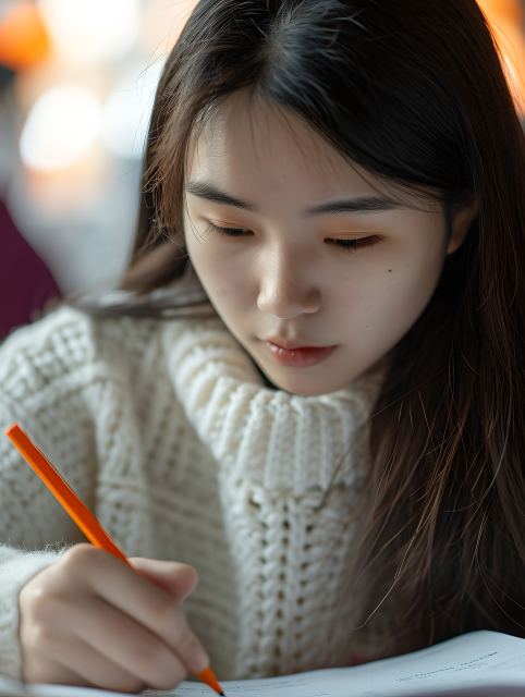 大学生学习橙色铅笔图片