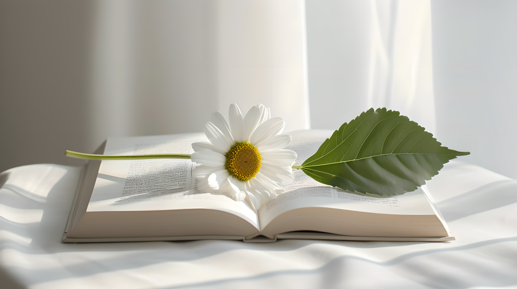 书本鲜花轻色调图片