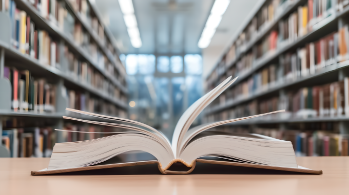 翻开的书本明亮环境图片