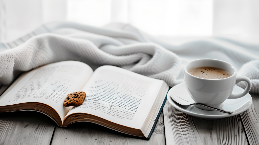 书本咖啡唯美图片