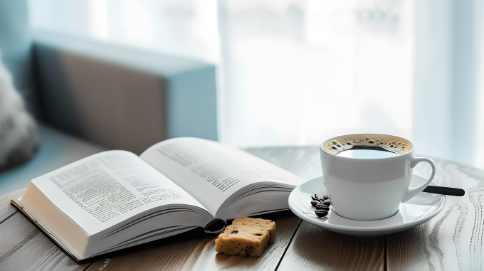 书本咖啡氛围感图片
