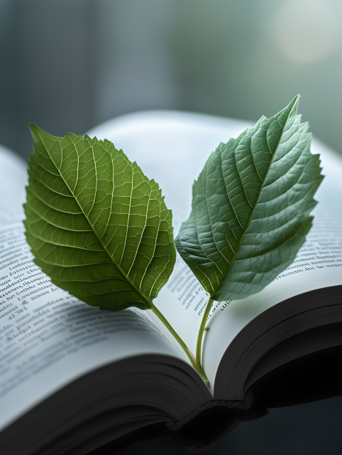 书本绿叶唯美图片
