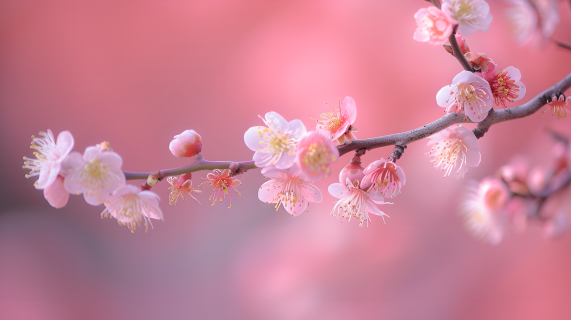 春天主题粉色花朵图片