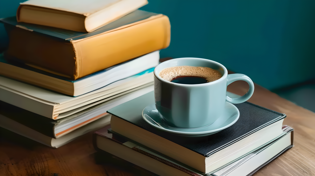 书本咖啡备课图片