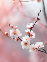 春天主题淡粉色花枝图片