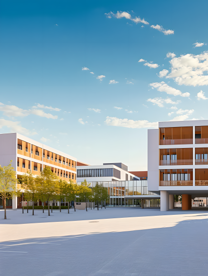 学校教学楼春天景色图片