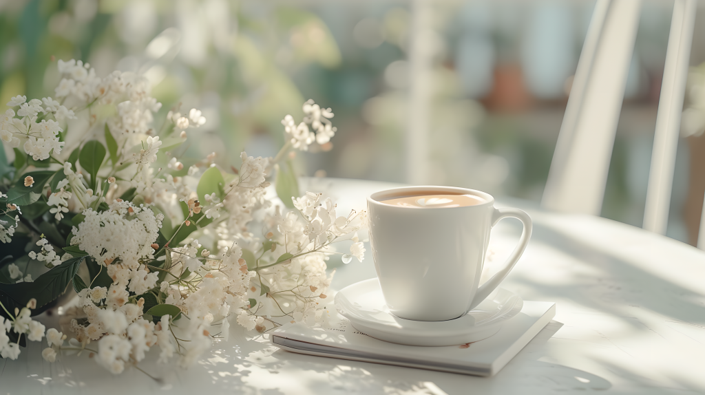 书本咖啡宁静午后图片