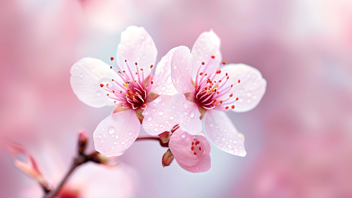 两朵唯美的粉色樱花版权图片下载