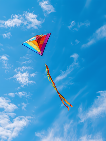 清澈蓝天五彩风筝图片