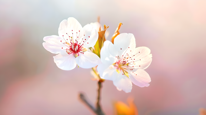 白色樱花模糊背景图片