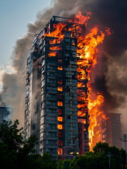 火灾玻璃大厦着火图片