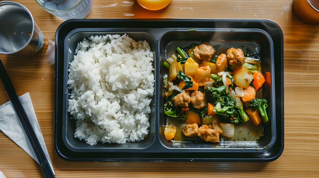 营养餐实木餐桌图片