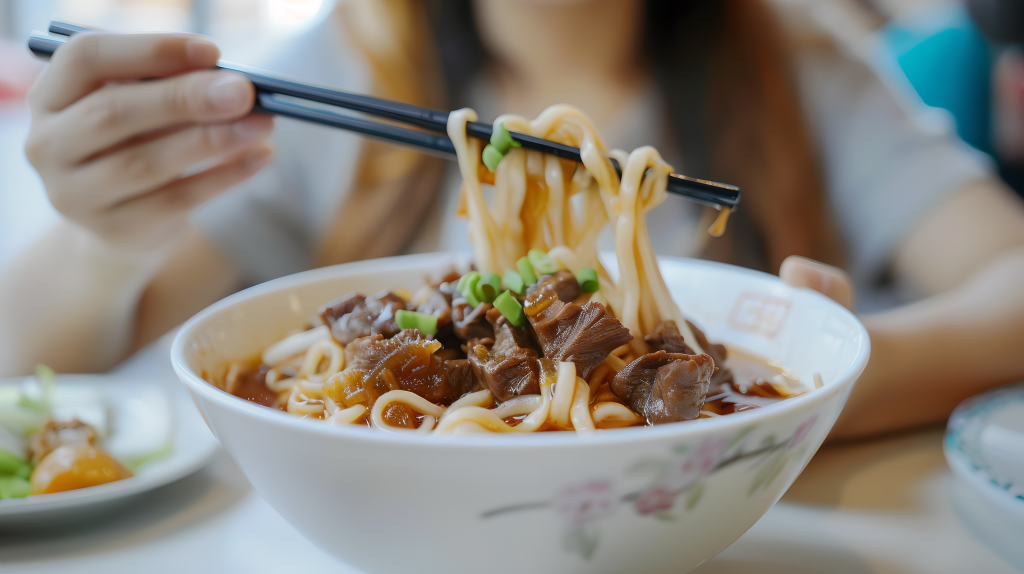 学生用餐手工面条图片