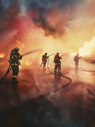 救火消防队员合作图片