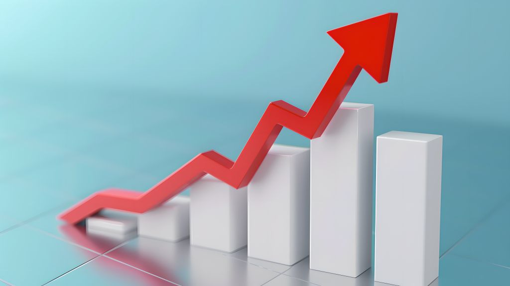 业绩增长红箭头指向上图片