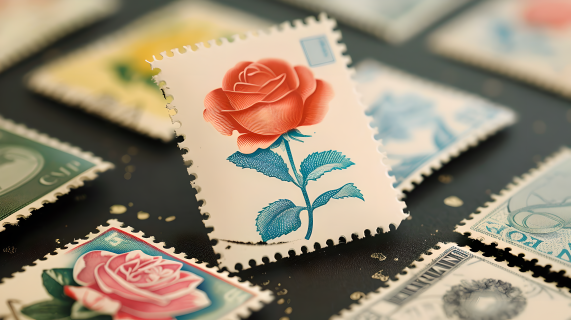 邮票简约玫瑰图片